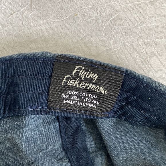 FLYING FISHERMAN Ball Cap Denim Blue Cotton Embroidered MARLIN Adjustable Hat - Picture 9 of 11